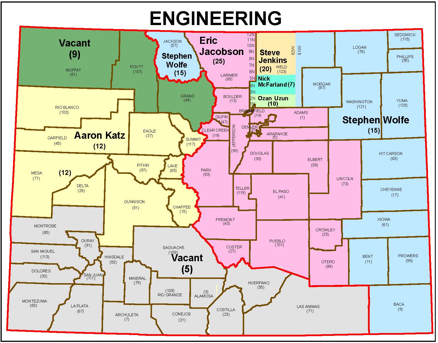 Map of Engineering Staff Areas of Responsibility