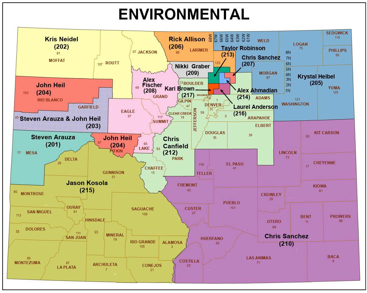 Map of Environmental Staff Areas of Responsibility